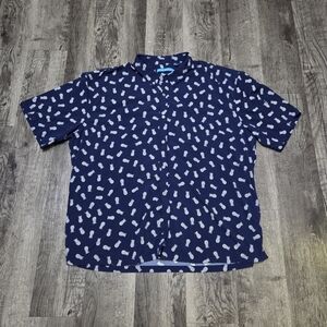 Tori Richard Blue Pineapple Print Casual Shirt